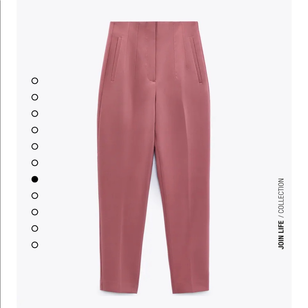 ZARA High-Waisted Pants in Dusty Pink